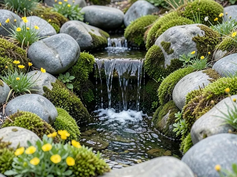 cascate in giardino roccioso