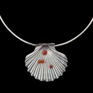 Collier "Pecten" corallo rosso, argento 925/1000