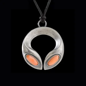 Pendente " Double" corallo rosa, argento 925/1000