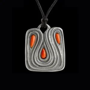 Pendente "Sand" argento 925/1000, corallo rosso del Mediterraneo