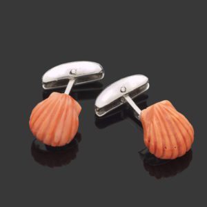 Gemelli "Conchiglie" corallo rosso e argento 925/1000