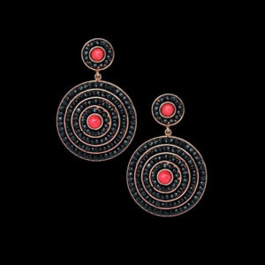 Orecchini "Echo 4". Corallo rosso, tormalina, argento 925/1000